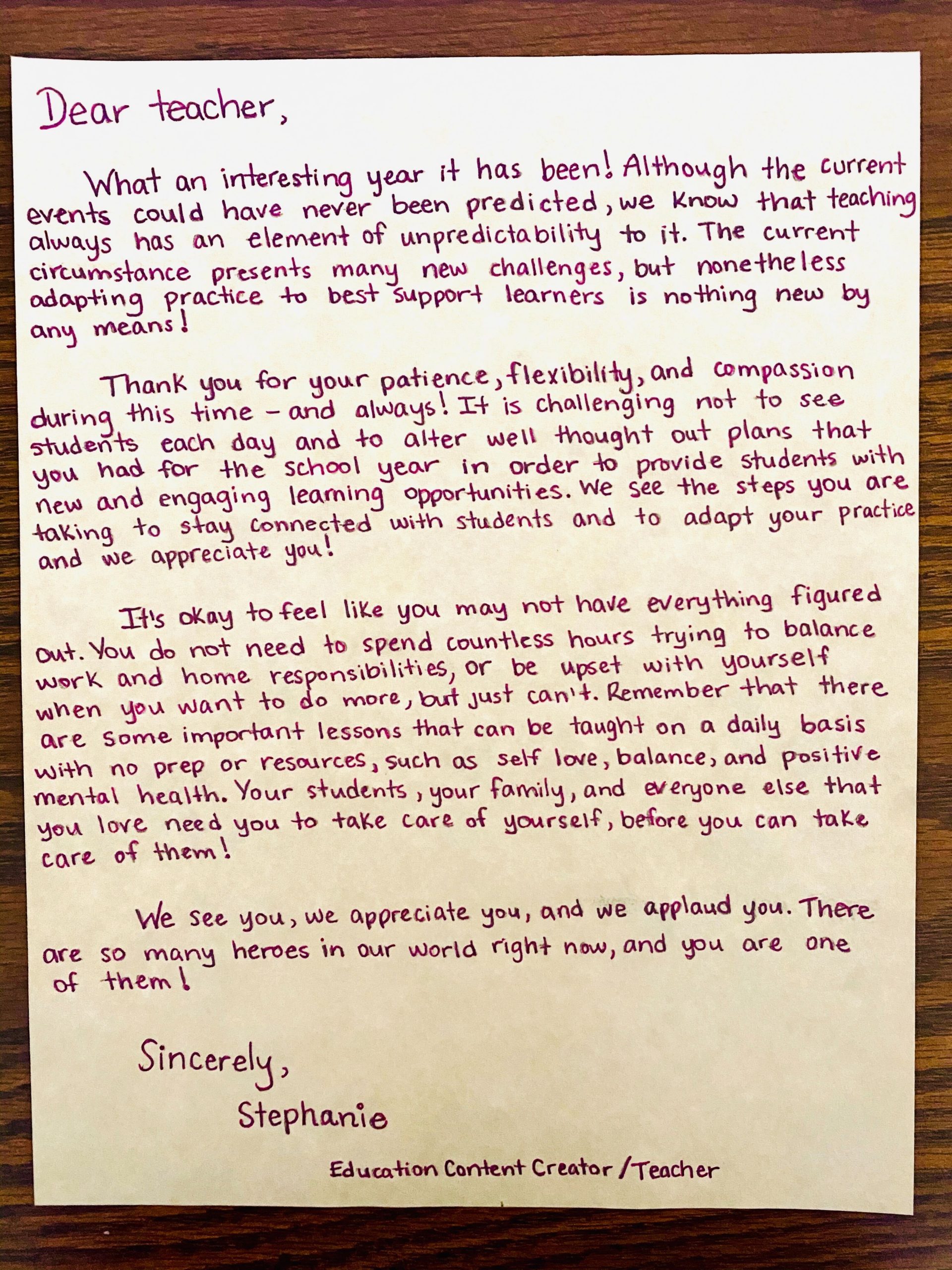 Thank you letter military example